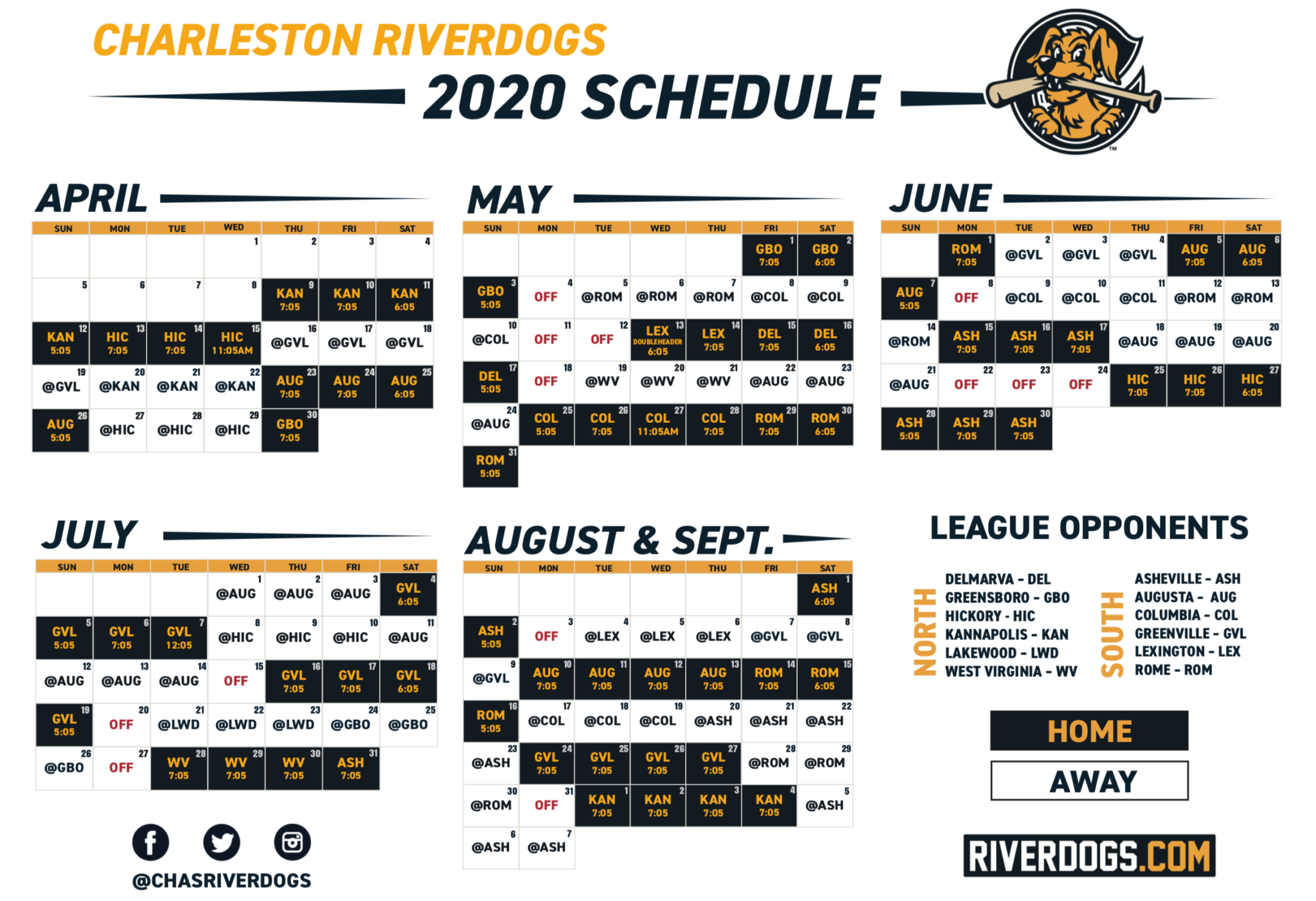 Charleston RiverDogs 2020 Schedule (home games) Charleston Guru